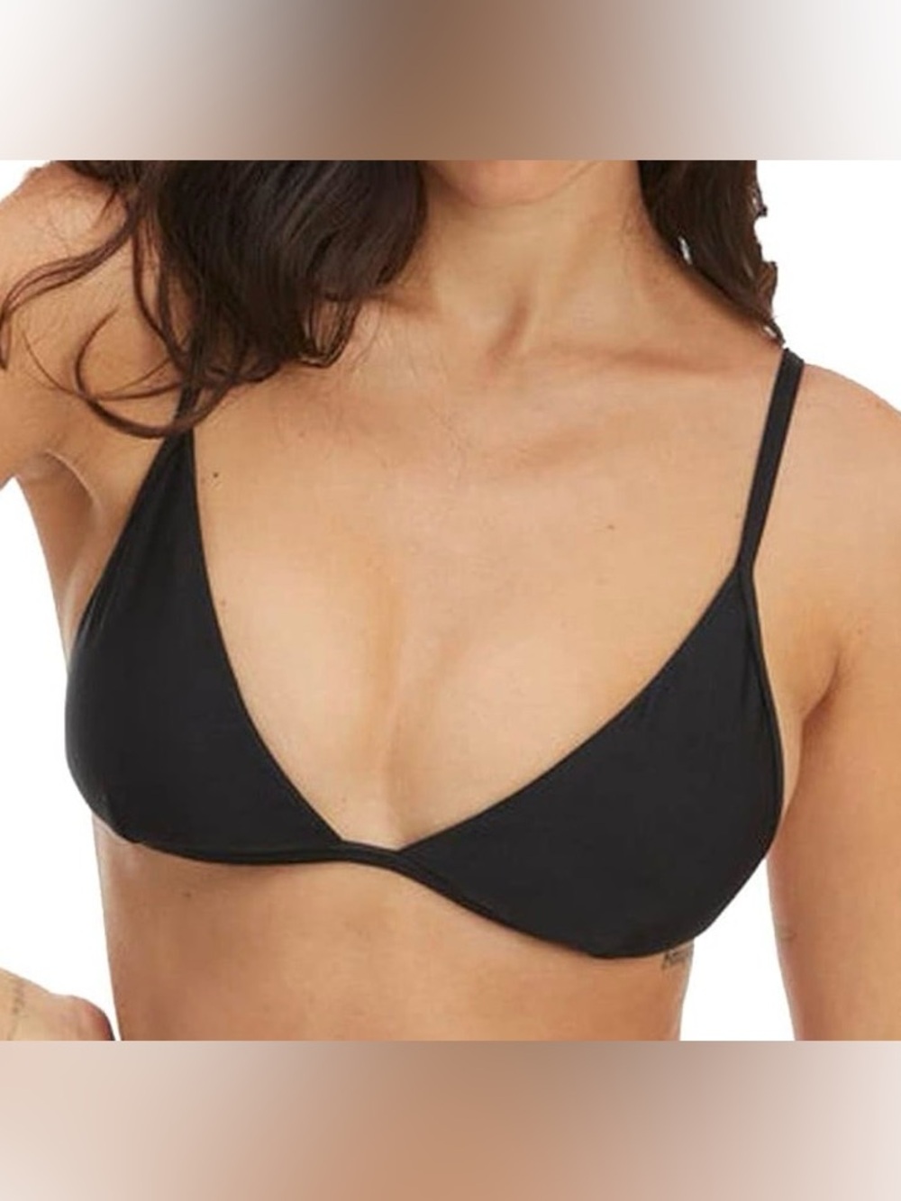 Good American Black Triangle Bikini Swim Top Size 2 NWT Minimalist Adjustable